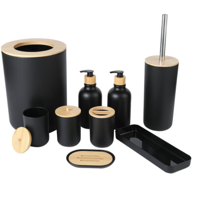 Set de 9 Accesorios de Baño de Lujo en Bambú NEGROSKU: 6943